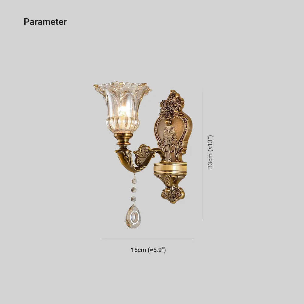 Lampă de perete Calixo Vintage Floral / Sticlă Auriu