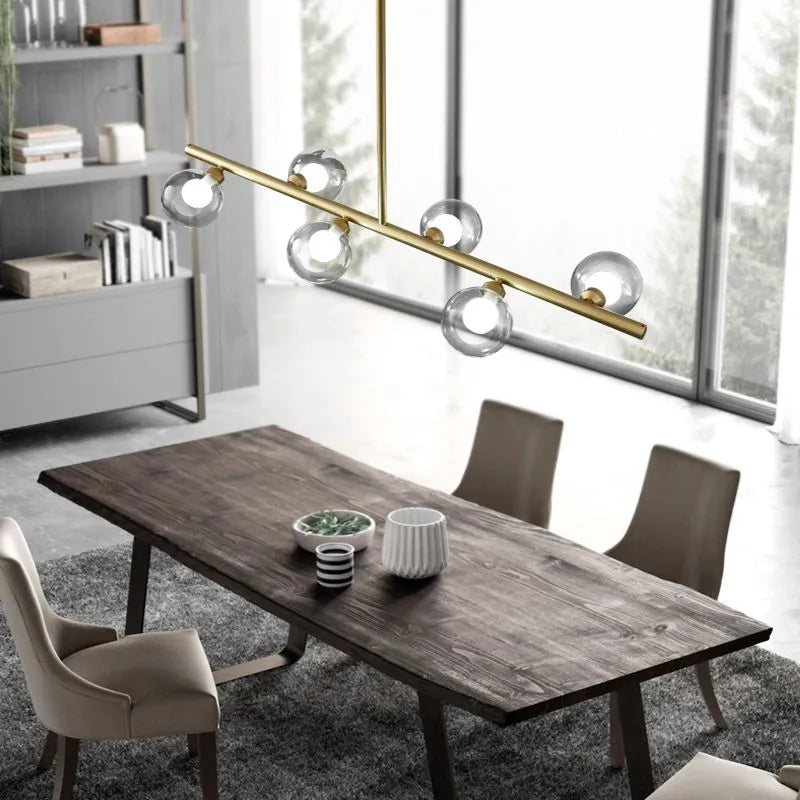 Lustră suspendată Lumirel cu sticlă tip bule, design liniar
