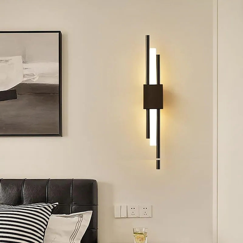 Aplică de perete LED Nariq Modern Bar, Negru/Auriu