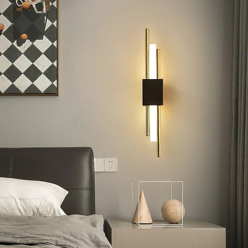 Aplică de perete LED Nariq Modern Bar, Negru/Auriu