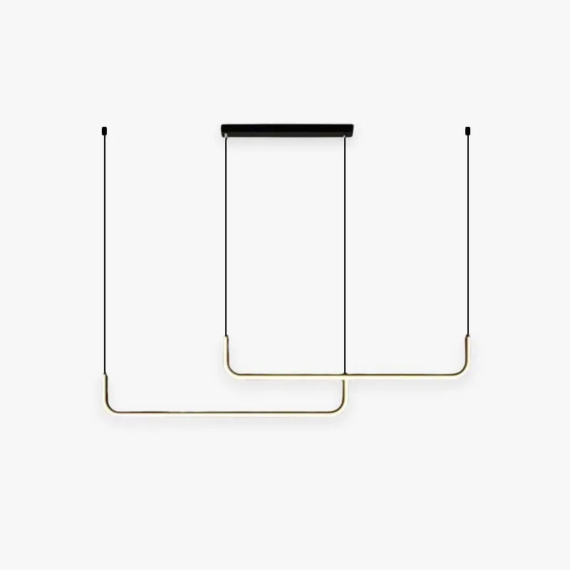 Lustră suspendată liniară modernă Sorev cu cadru dublu, Negru/Auriu