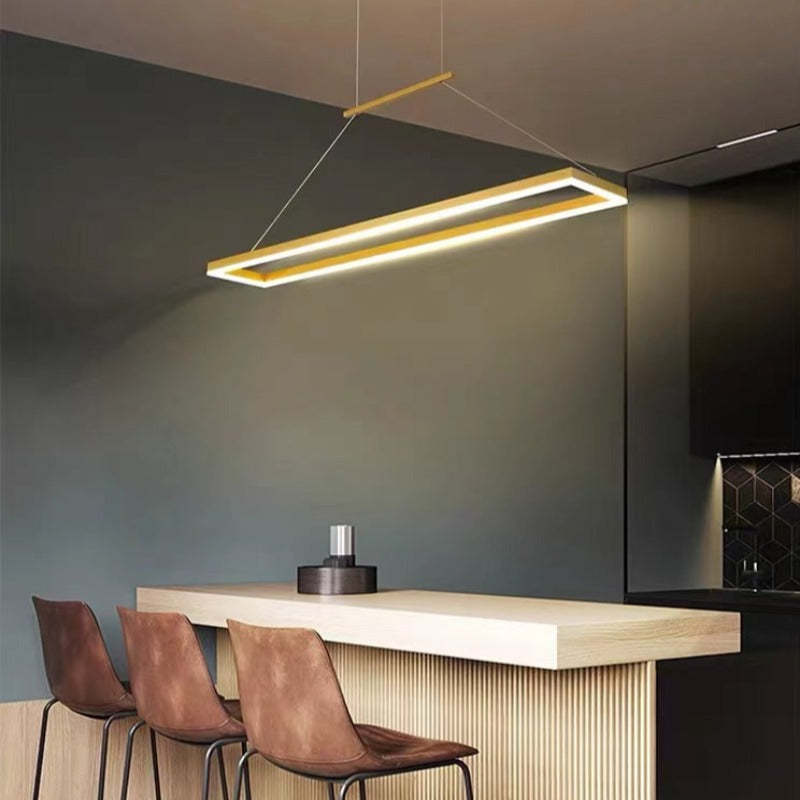 Lustră suspendată modernă dreptunghiulară Nexil, Auriu/Maro Cafea