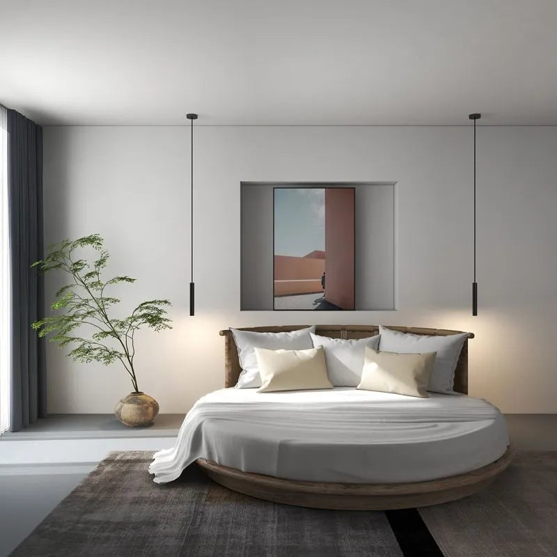 Lampă suspendată Selvor Minimalistă Liniară Neagră