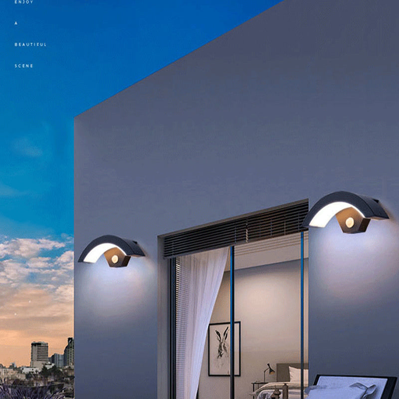 Lampă de Perete Alvyn Arc Nordic Impermeabilă LED Exterior Negru