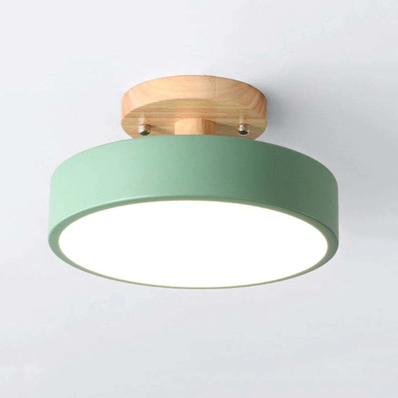 Plafonieră LED Rotundă Zera, Aplicată, din Lemn, Modernă, Colorată