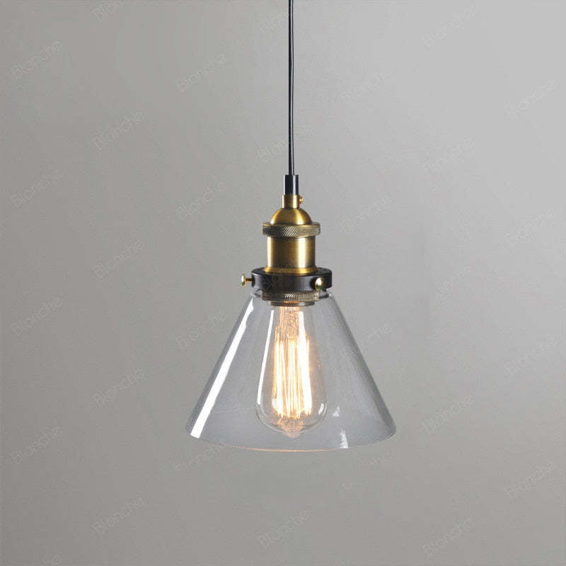 Teni Lampă suspendată industrială din sticlă Transparent/Chihlimbar/Gri Fumuriu