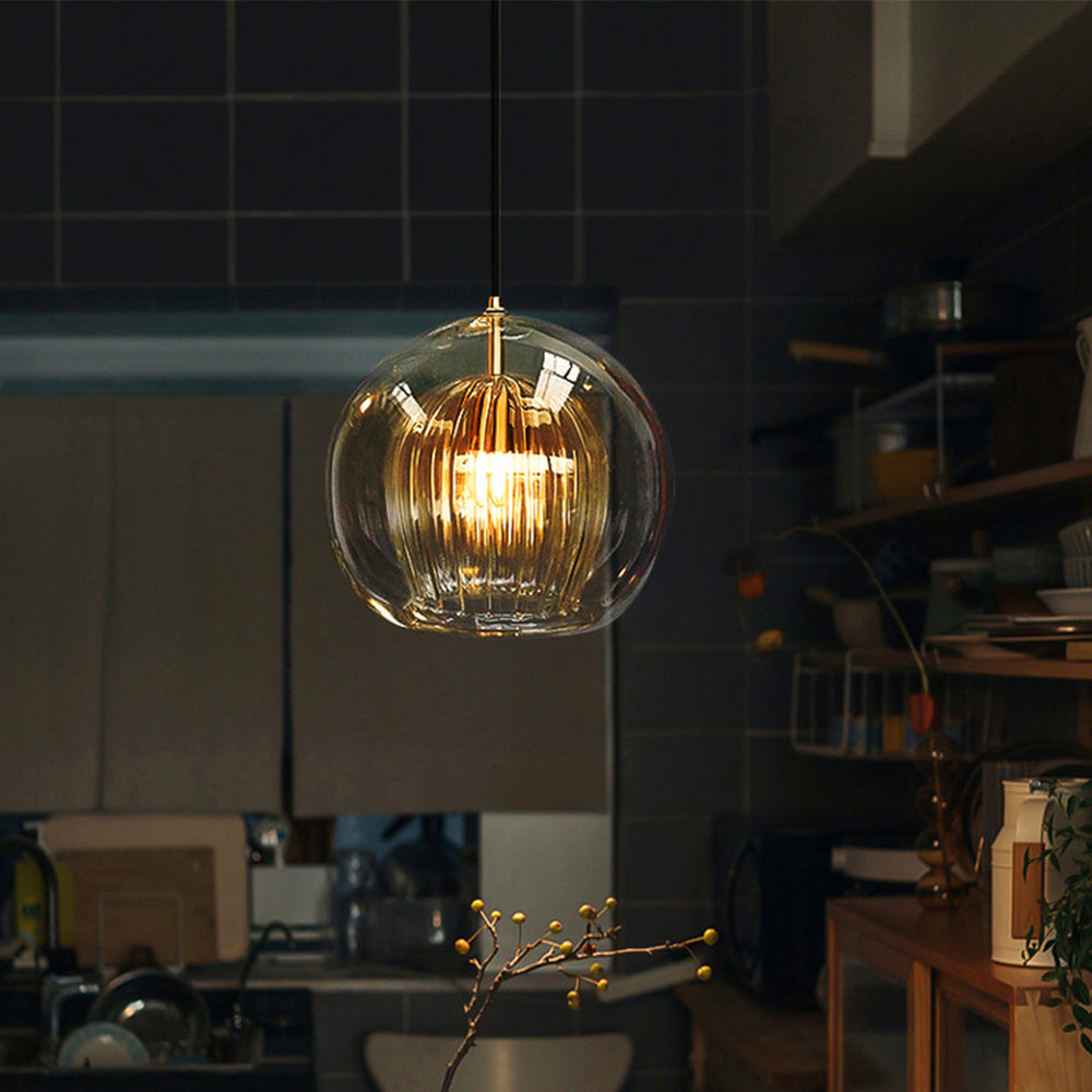 Pendul Althio cu Glob de Sticlă Transparent Chihlimbar