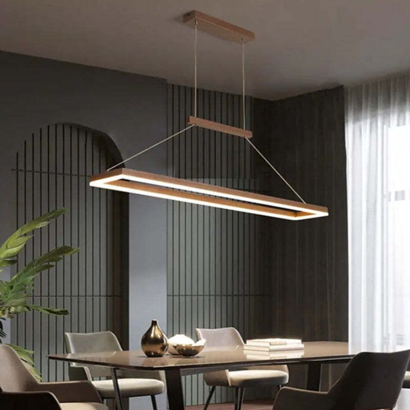 Lustră suspendată modernă dreptunghiulară Nexil, Auriu/Maro Cafea
