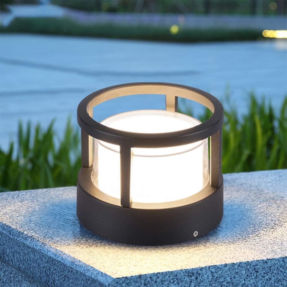 Bolar Cilindric Modern Alvian, Lumină de Exterior, Negru