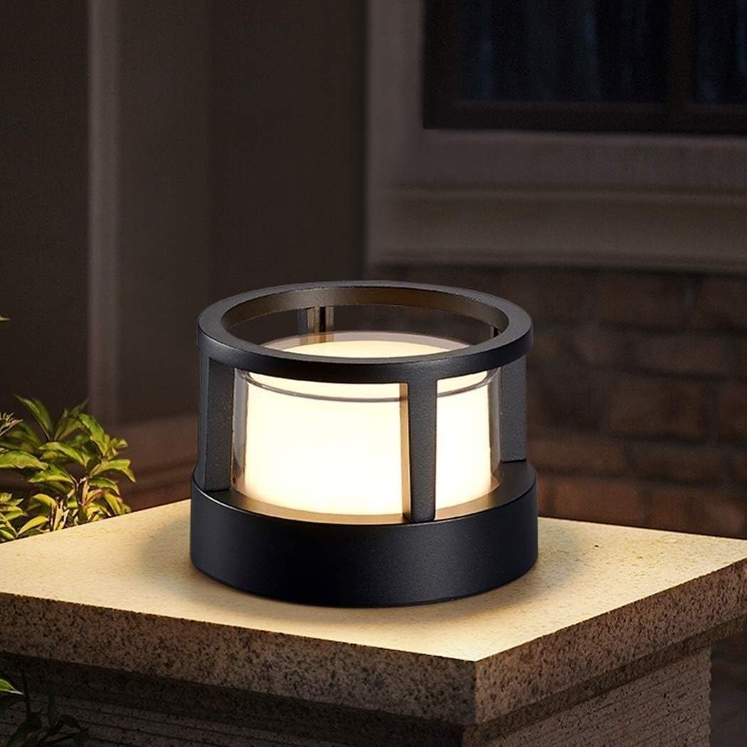 Bolar Cilindric Modern Alvian, Lumină de Exterior, Negru