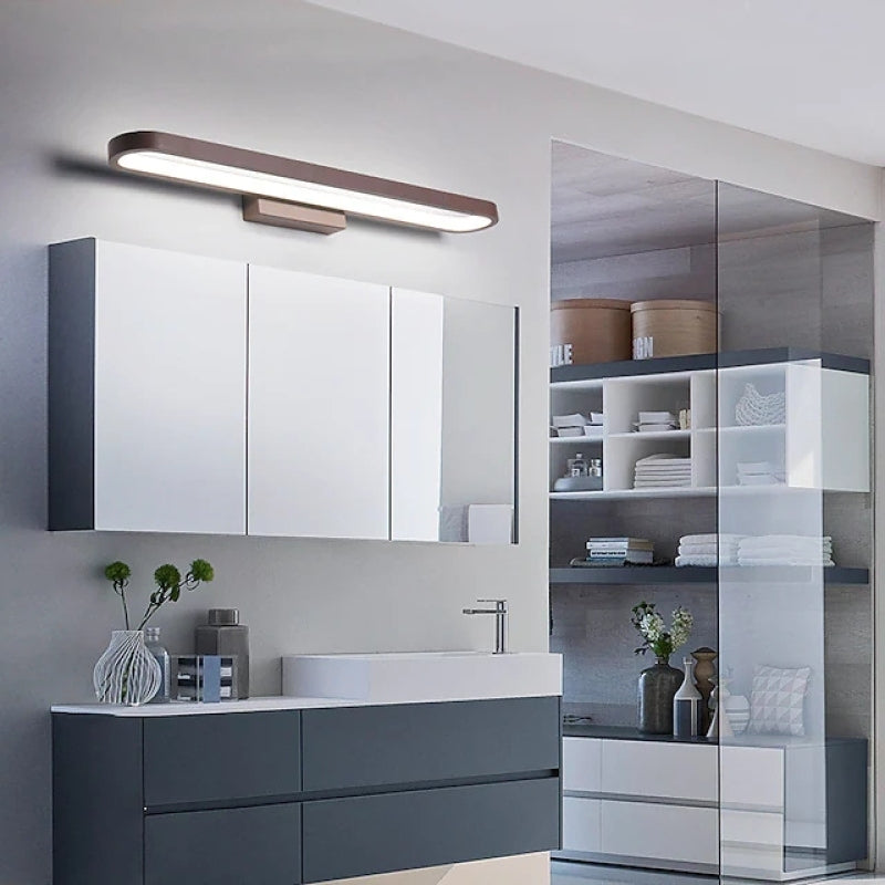 Aplică de perete modernă Auril cu oglindă frontală curbată, Negru/Cafea