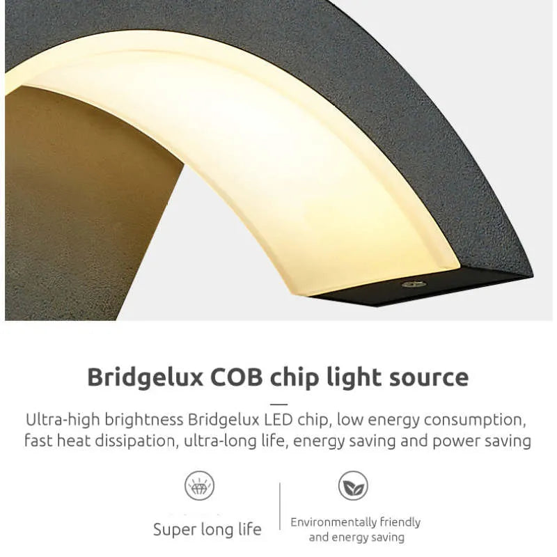 Lampă de Perete Alvyn Arc Nordic Impermeabilă LED Exterior Negru