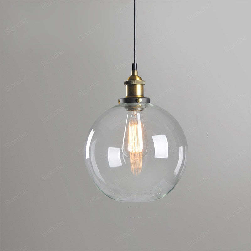 Teni Lampă suspendată industrială din sticlă Transparent/Chihlimbar/Gri Fumuriu