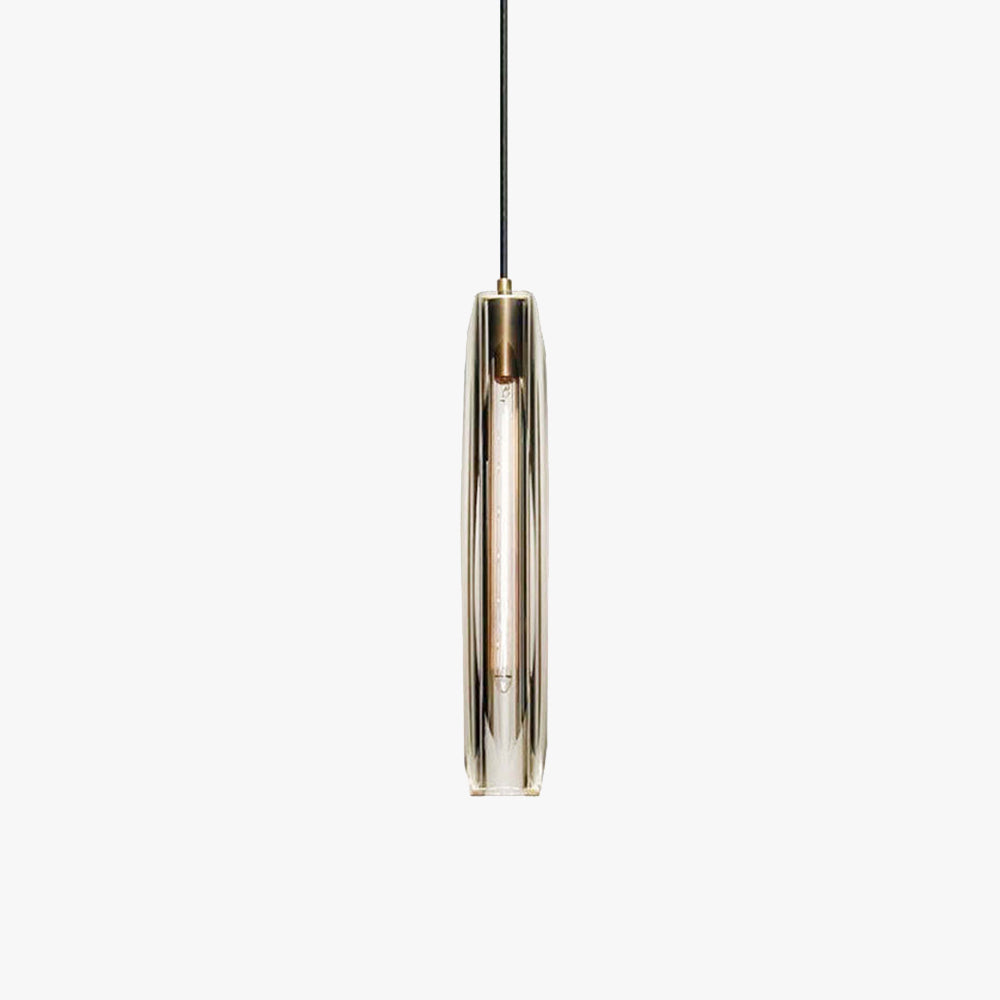Lampă suspendată Orinex, design, din alamă și sticlă fumurie