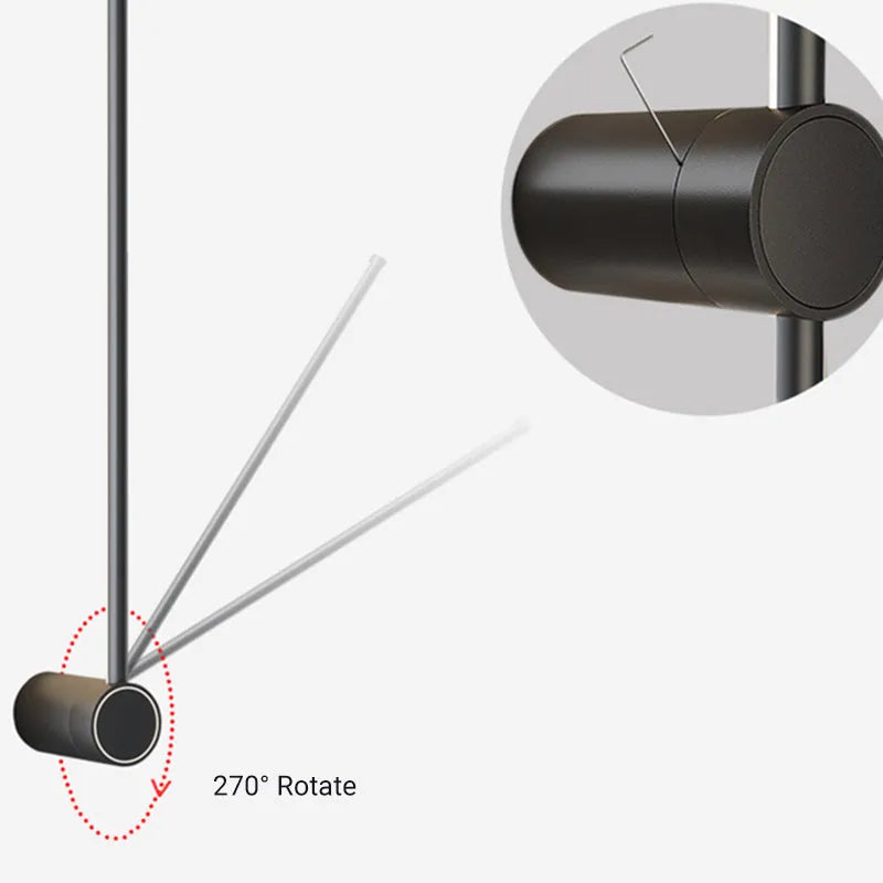 Ravel Lampă de perete liniară rotativă minimalistă de interior, Negru