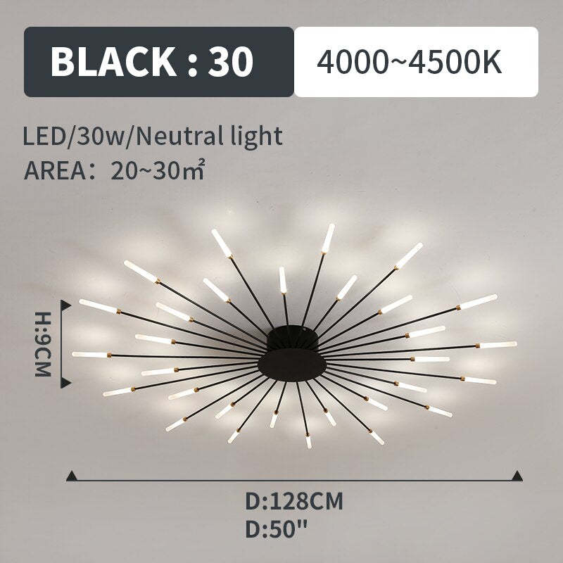 Plafonieră Kovon Artificii, Negru/Auriu