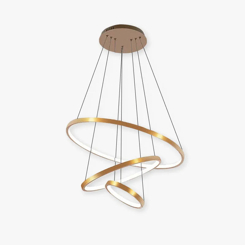 Lampă suspendată Toriq, Inel Interior Iluminat, Alb/Negru/Auriu