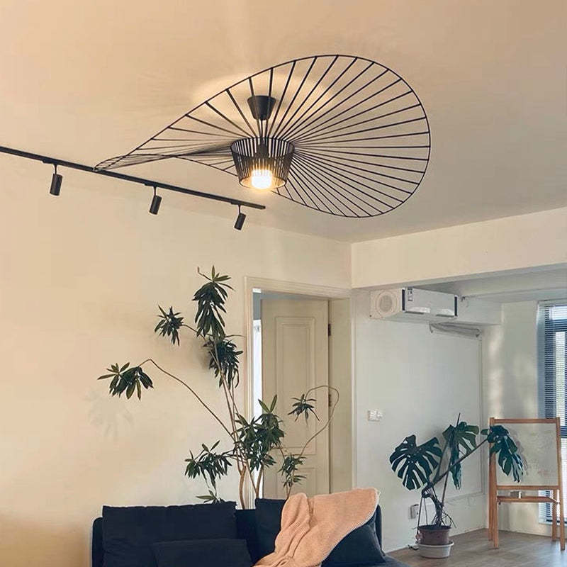 Lampă suspendată Xelion Floare Modernă din Țesătură Negru/Alb/Auriu/Maro