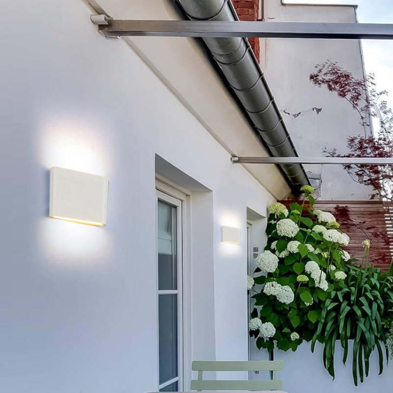 Lampă de perete Orix modernă, dreptunghiulară, etanșă, pentru exterior, Negru/Alb