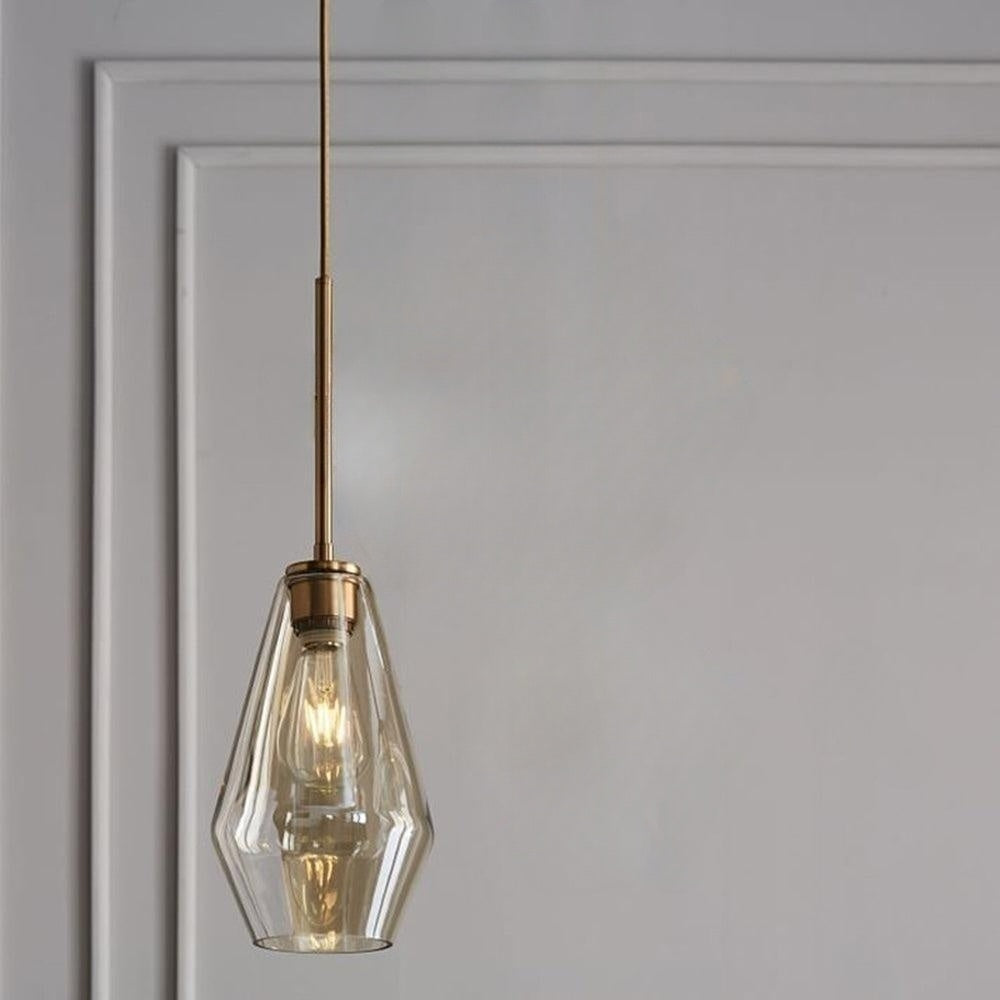 Lampă suspendată Virelo, sticlă diamant transparent/chihlimbar
