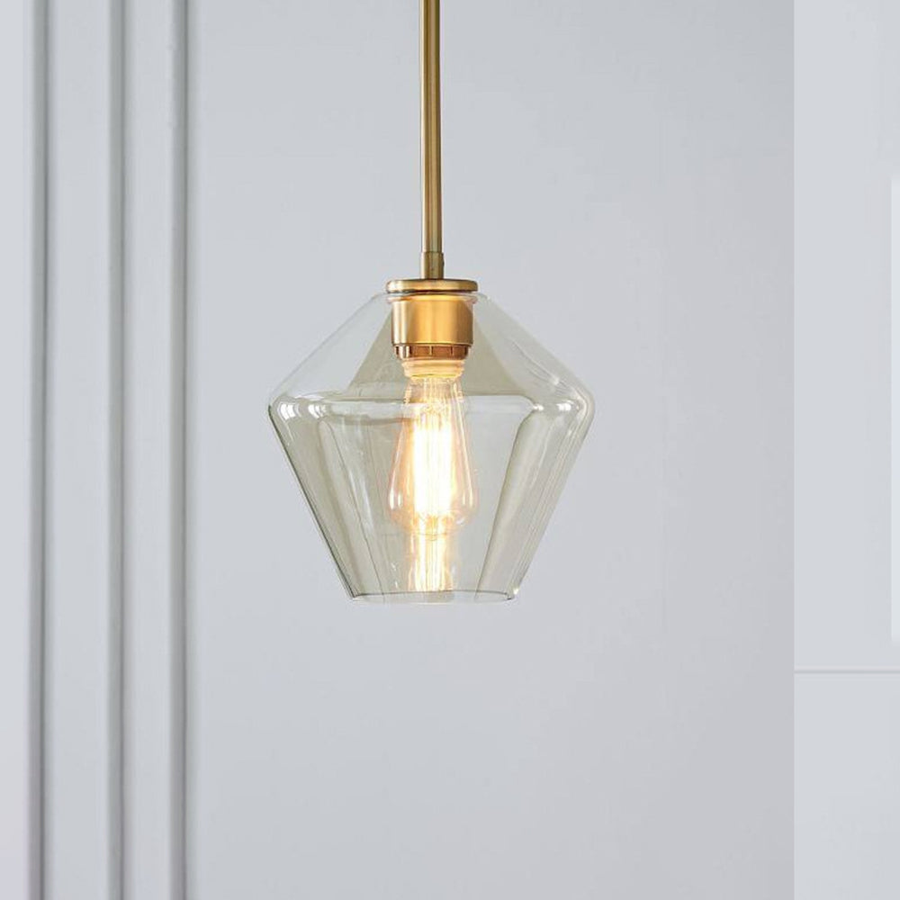Lampă suspendată Virelo, sticlă diamant transparent/chihlimbar