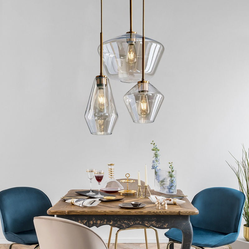 Lampă suspendată Virelo, sticlă diamant transparent/chihlimbar