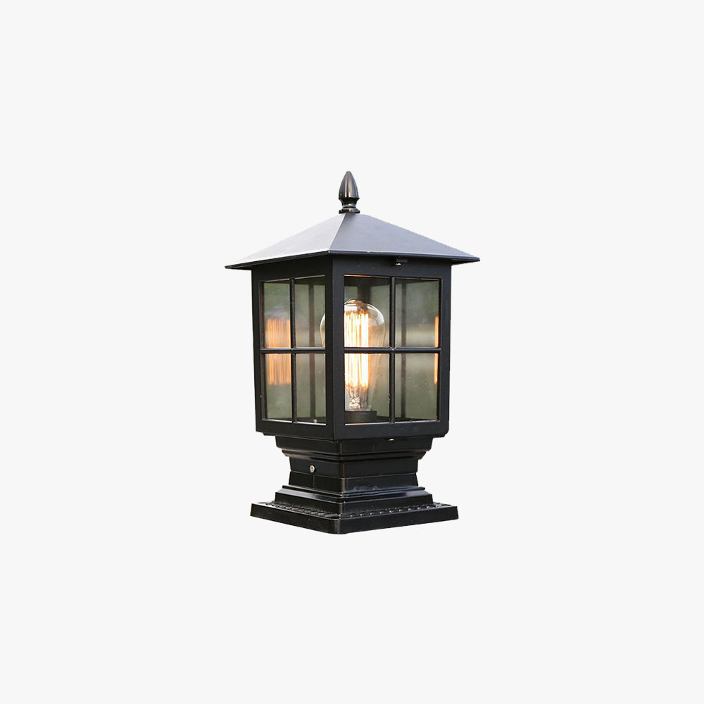 Stâlp de iluminat exterior Arvico, modern, cu felinar de sticlă, LED