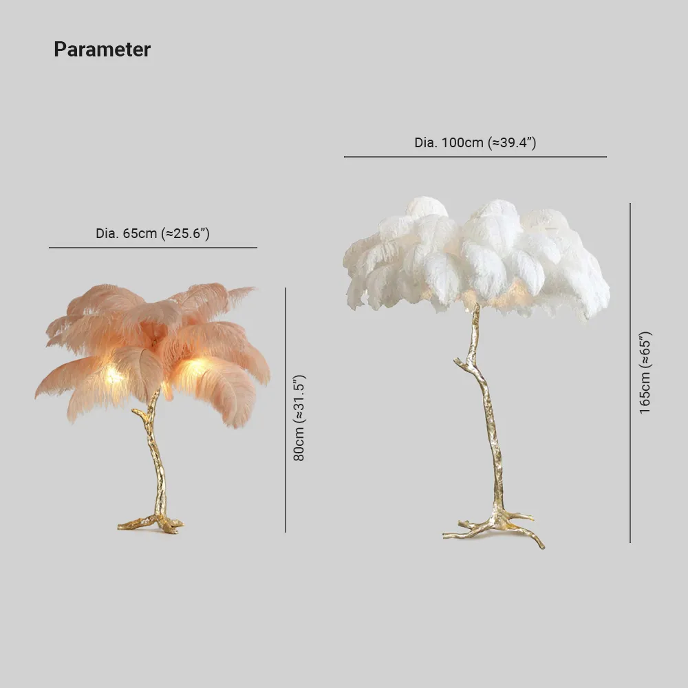 Salenor Nordic Luxury Lampa unică de podea/masă cu pene de struț