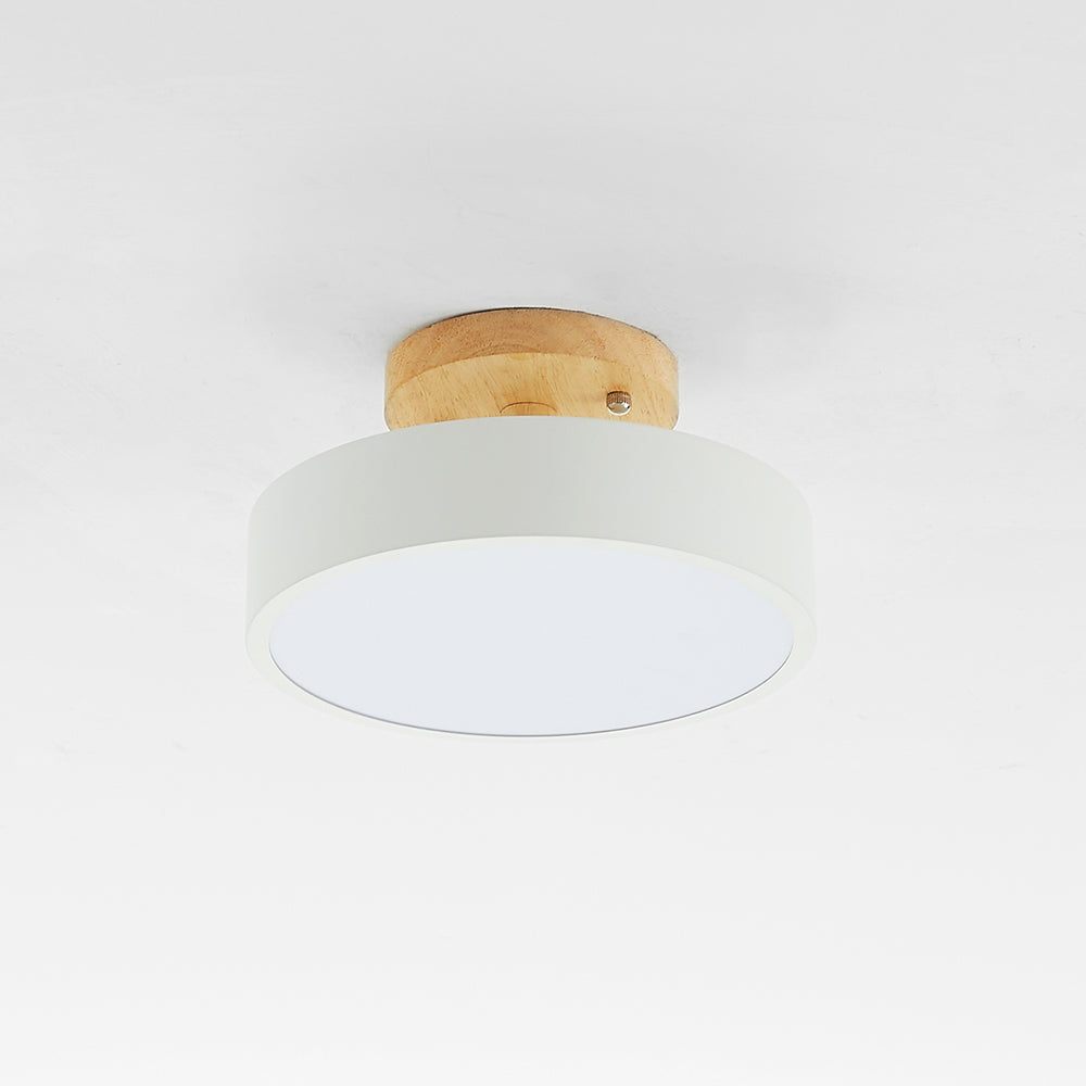 Plafonieră LED Rotundă Zera, Aplicată, din Lemn, Modernă, Colorată