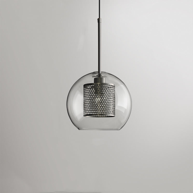 Lampă suspendată Nerel aurie contemporană, sticlă, glob/cilindrică