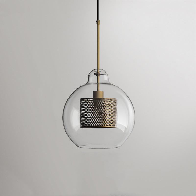 Lampă suspendată Nerel aurie contemporană, sticlă, glob/cilindrică