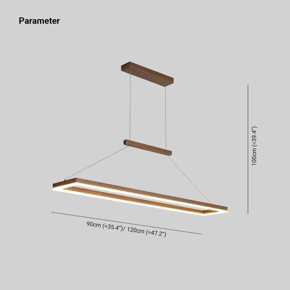 Lustră suspendată modernă dreptunghiulară Nexil, Auriu/Maro Cafea
