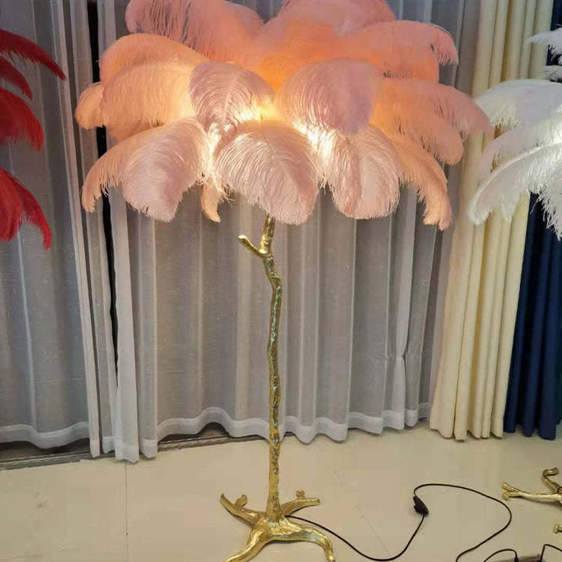 Salenor Nordic Luxury Lampa unică de podea/masă cu pene de struț