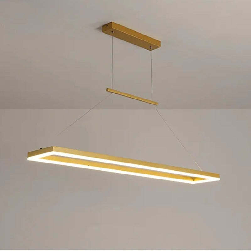 Lustră suspendată modernă dreptunghiulară Nexil, Auriu/Maro Cafea