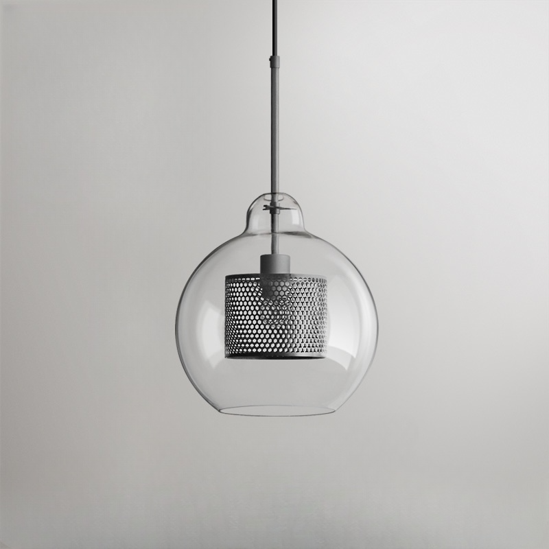 Lampă suspendată Nerel aurie contemporană, sticlă, glob/cilindrică