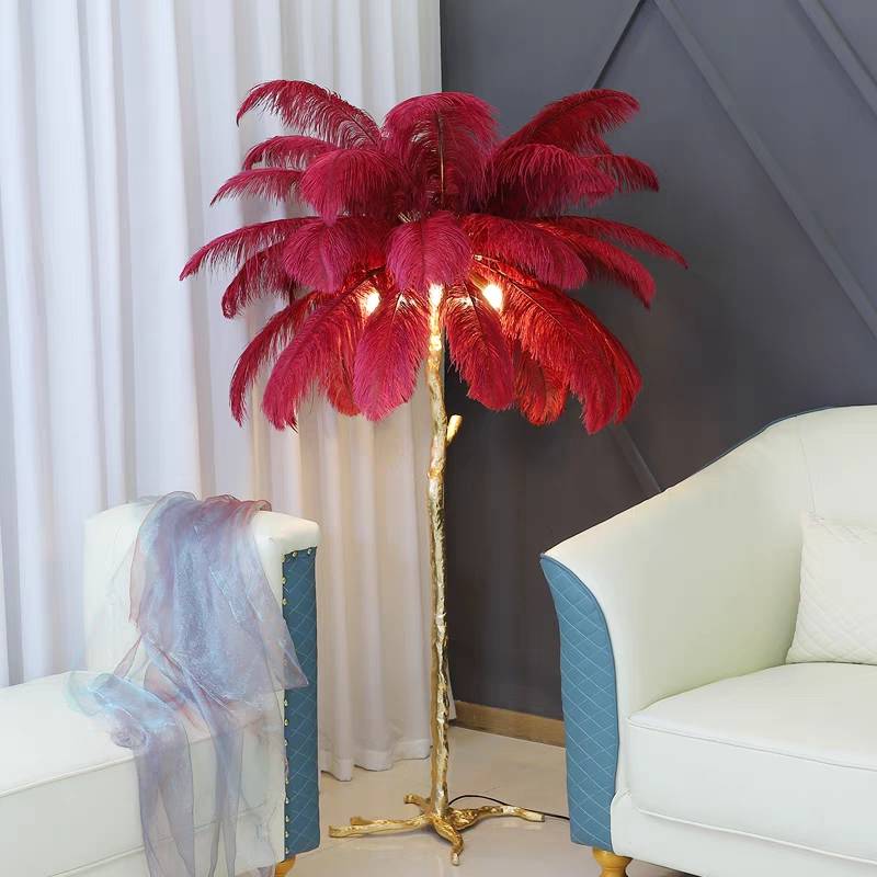 Salenor Nordic Luxury Lampa unică de podea/masă cu pene de struț