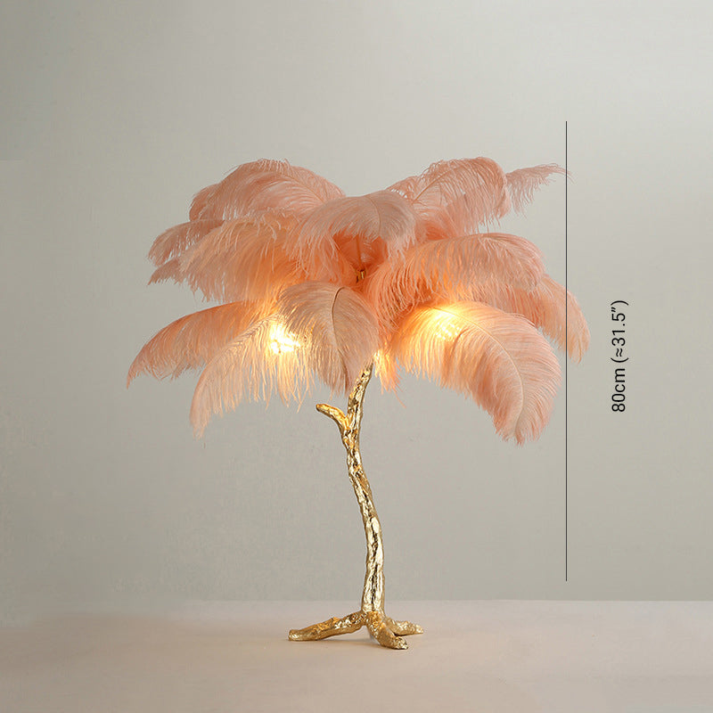 Salenor Nordic Luxury Lampa unică de podea/masă cu pene de struț