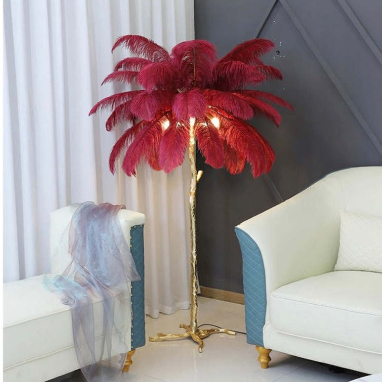 Salenor Nordic Luxury Lampa unică de podea/masă cu pene de struț