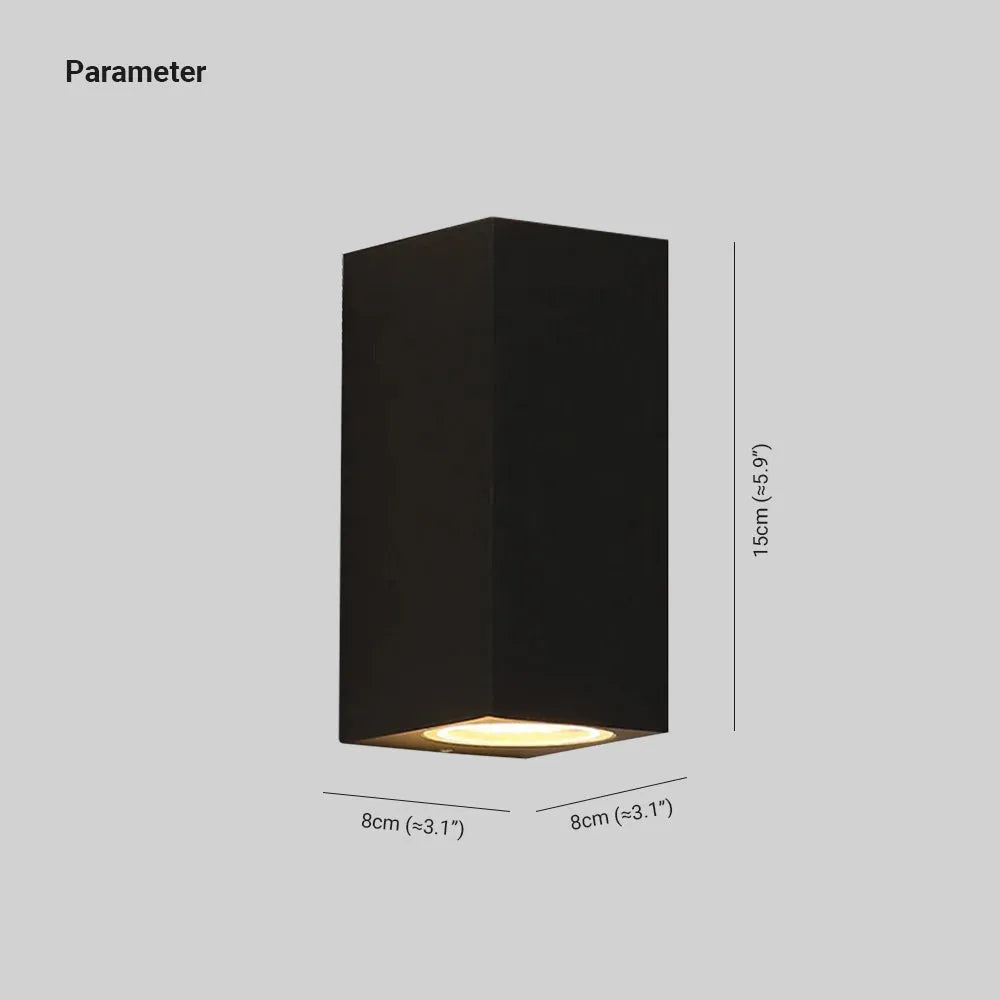 Lampă de perete de exterior Koraq, minimalistă, pătrată, neagră