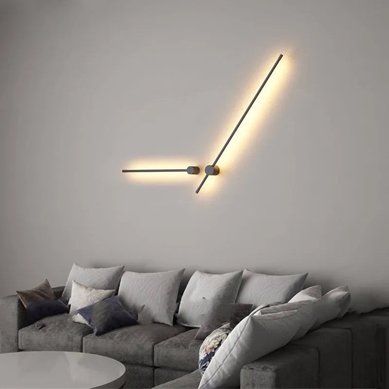 Ravel Lampă de perete liniară rotativă minimalistă de interior, Negru