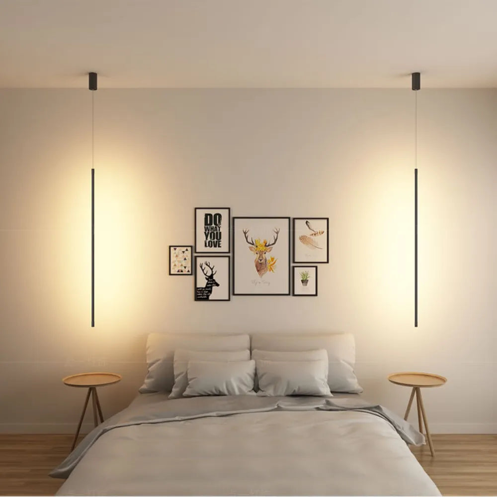 Tavix Lampă suspendată liniară minimalistă pentru noptieră, Negru