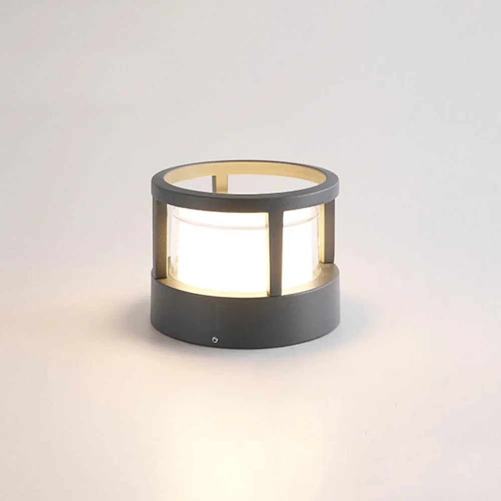 Bolar Cilindric Modern Alvian, Lumină de Exterior, Negru