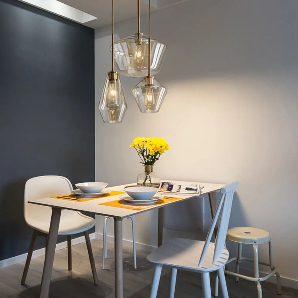 Lampă suspendată Virelo, sticlă diamant transparent/chihlimbar