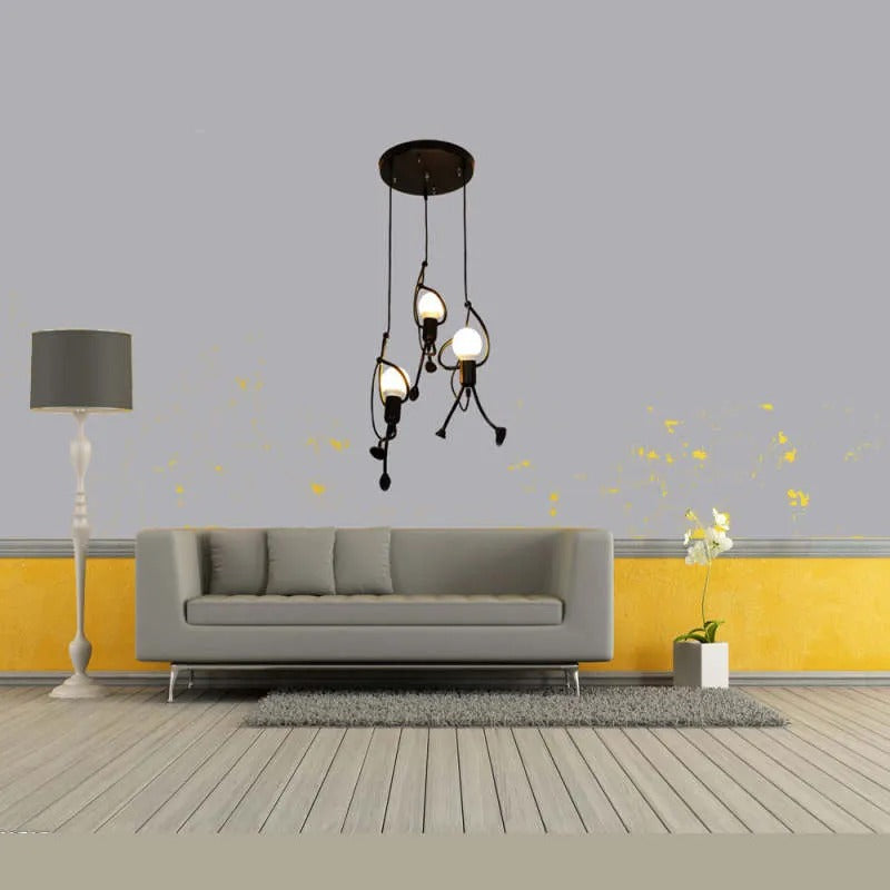 Lampă suspendată Esi Iron Man Retro Modernă, Neagră