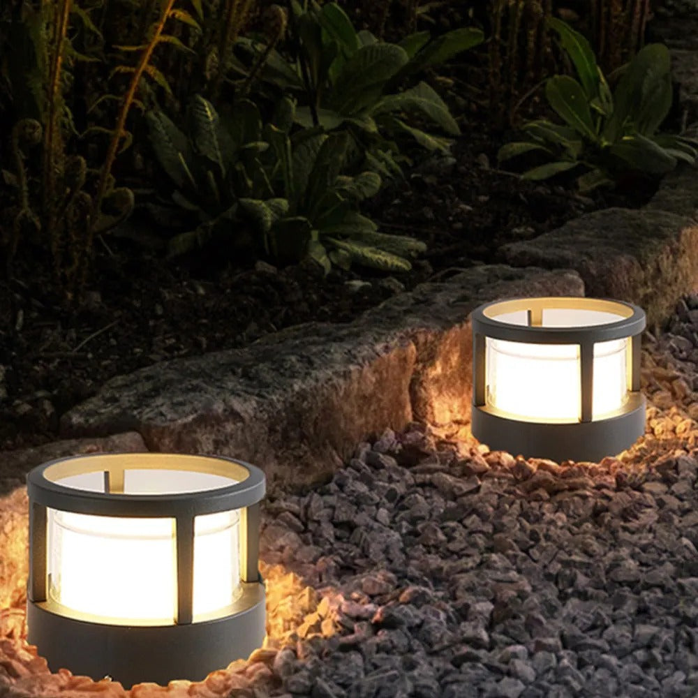 Bolar Cilindric Modern Alvian, Lumină de Exterior, Negru